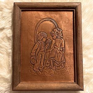 Vintage Victorian Stamped Copper Picture